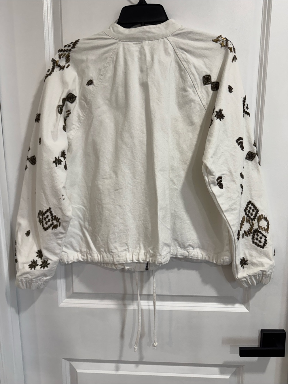Chico's Beaded Aztec Southwestern Full Zip Jacket White Cream Size 2 Large - Picture 5 of 14
